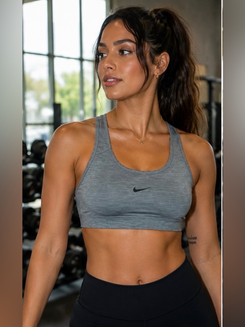 Nike Dri-FIT Heather Gray Racerback Sports Bra | Size Medium